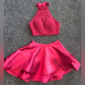 High-Neck top Ciré Skater Skirt in Vibrant Red size 12 but see pics